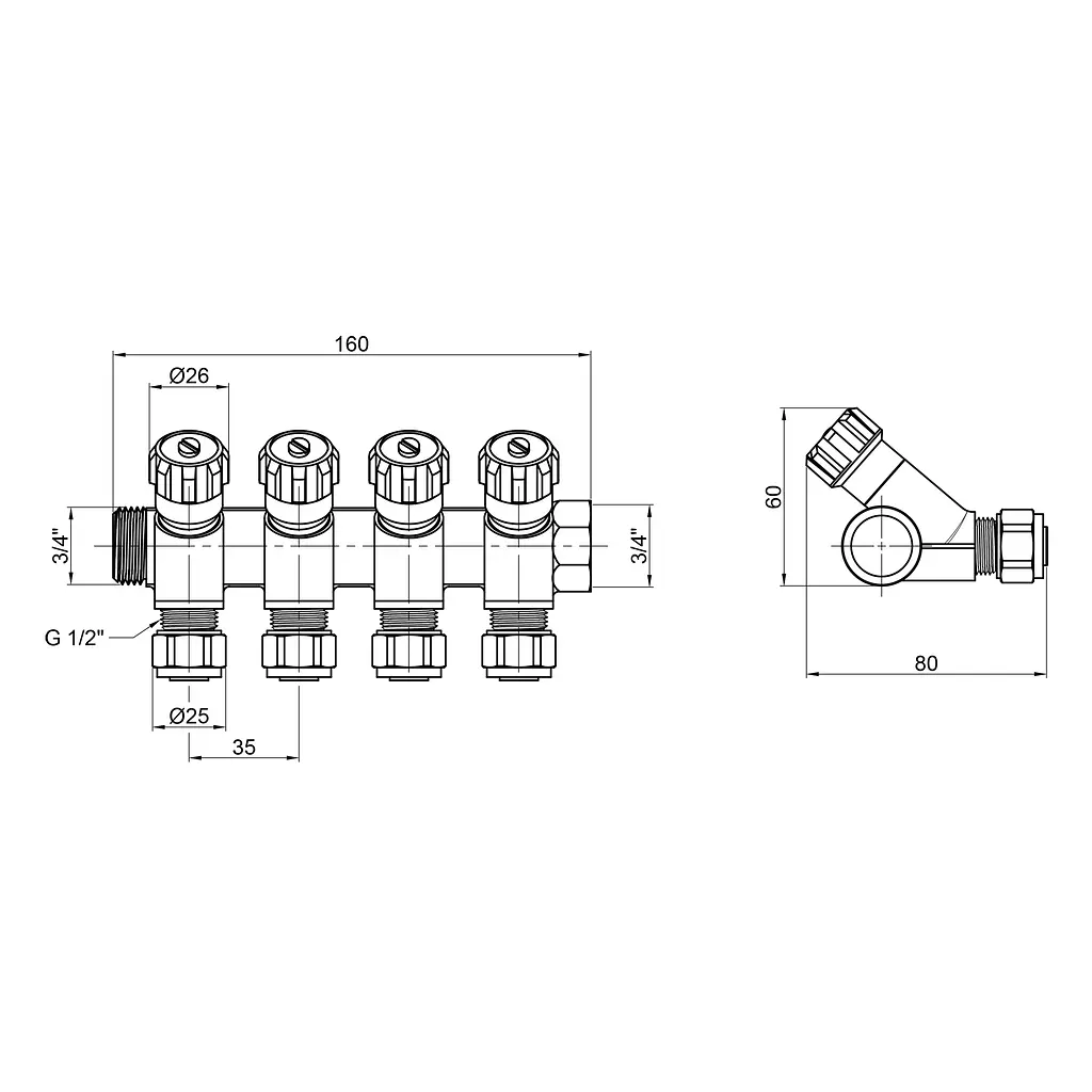Колектор SD Plus 3/4" 4 виходи SD230W4 - фото 3