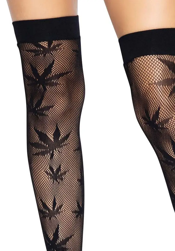 Панчохи з малюнком Leg Avenue 420 Net thigh highs Black - фото 3