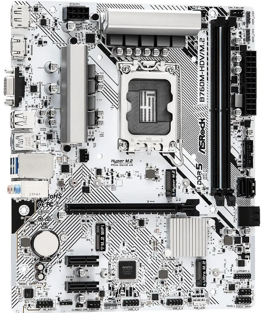 Материнська плата AsRock B760M-HDV/M.2 (B760M-HDV/M.2_) (Socket 1700, Intel B760, Micro-ATX) - фото 3