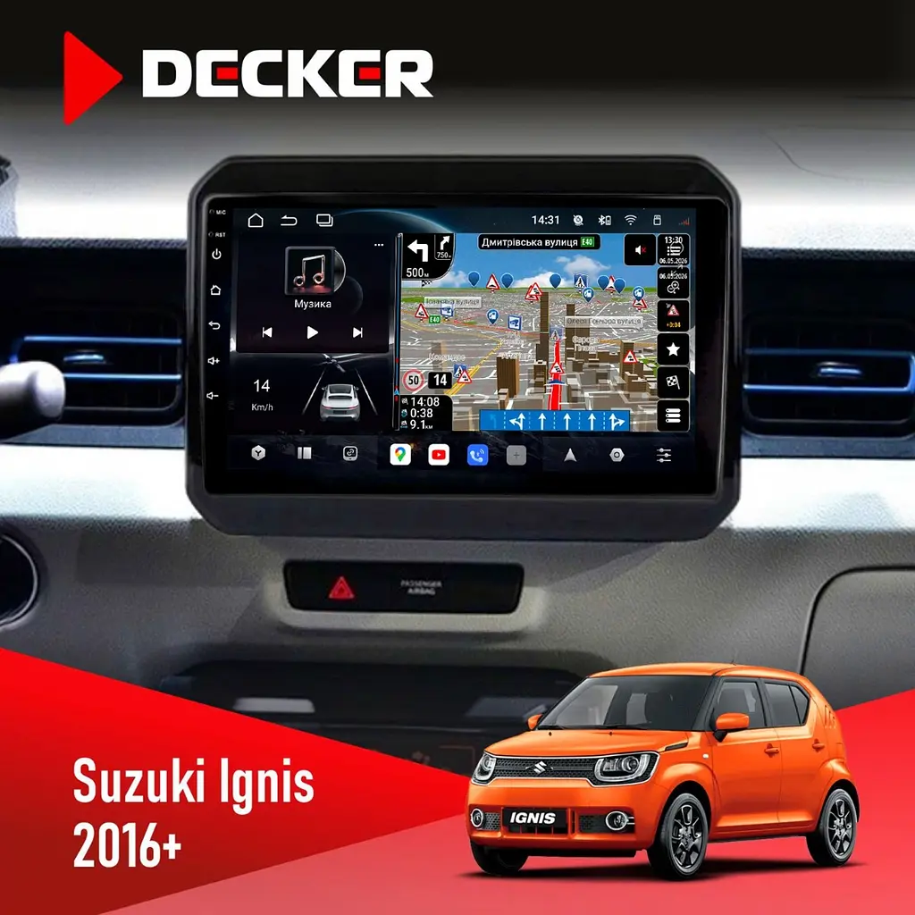 Штатна магнітола Suzuki Ignis 2016+ Decker D9-011 4x64, DSP, 4G, 360 Decker (НФ-00006441)