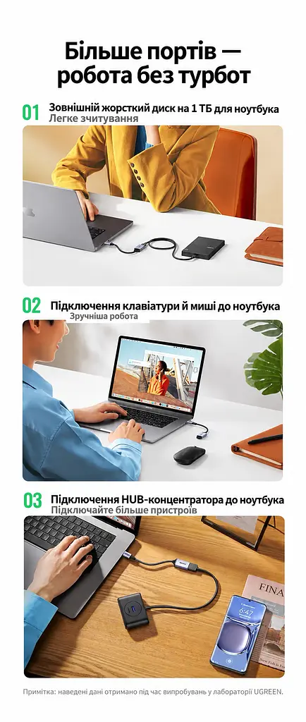OTG-перехідник UGREEN US378 USB-C - USB-A USB 3.2 0,15 м космічний сірий (70889) - фото 7