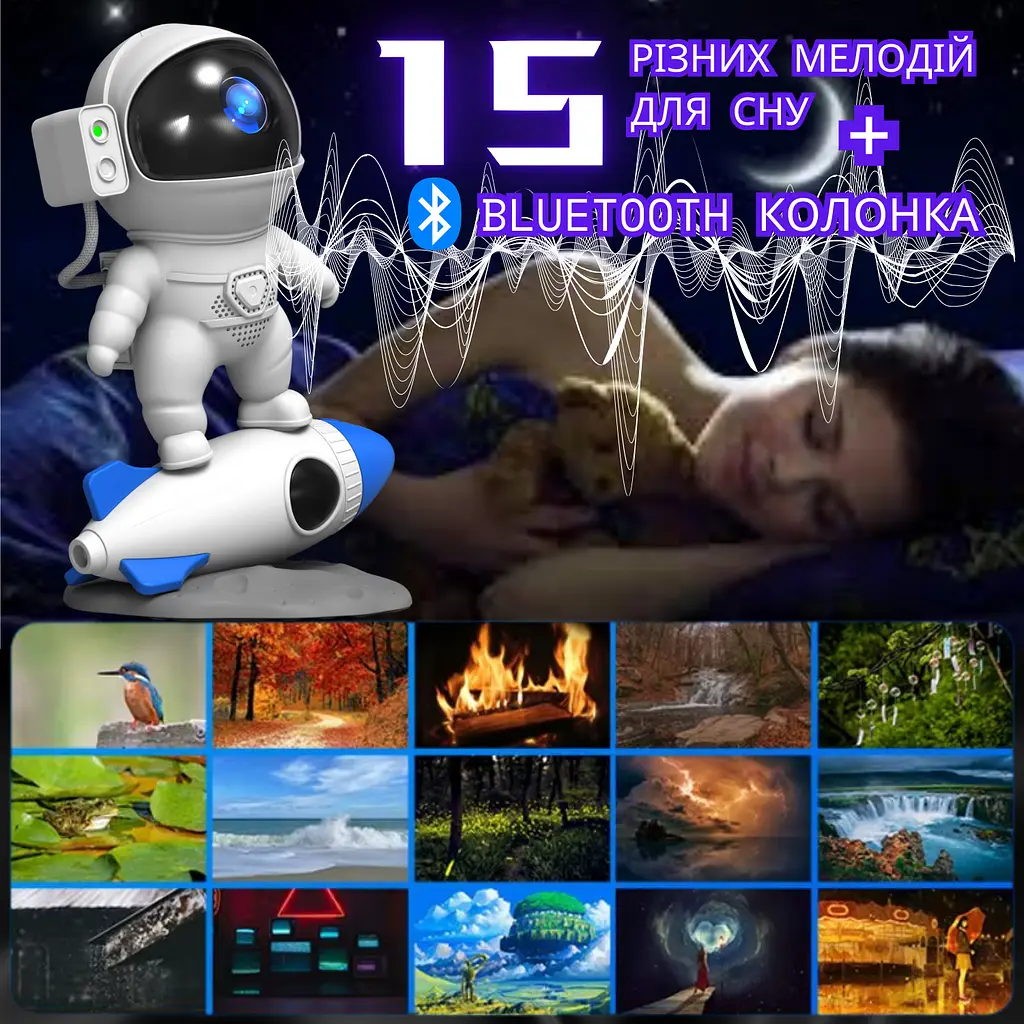 Проектор зоряного неба і галактики космонавт з led підсвічуванням і bluetooth Bolong teh0032249 - фото 3