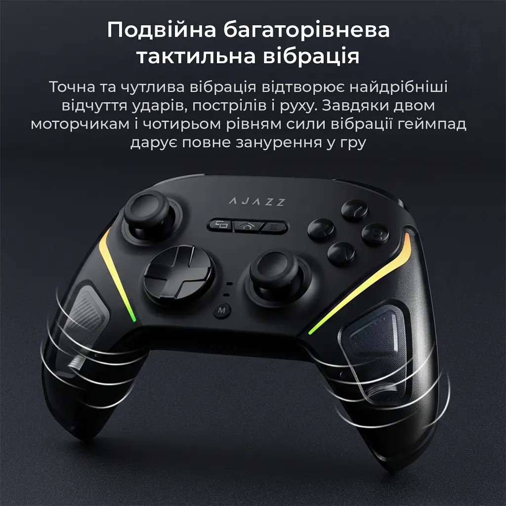 Геймпад Ajazz GP100 2.4G/BT/USB Switch/PC/iOS/Android RGB Black (GP100-B) - фото 10