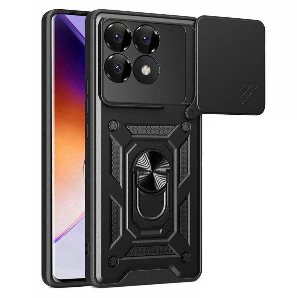 Чохол Primo Shockproof для Xiaomi 15T - протиударний, з підставкою і шторкою камери - Black - фото 2