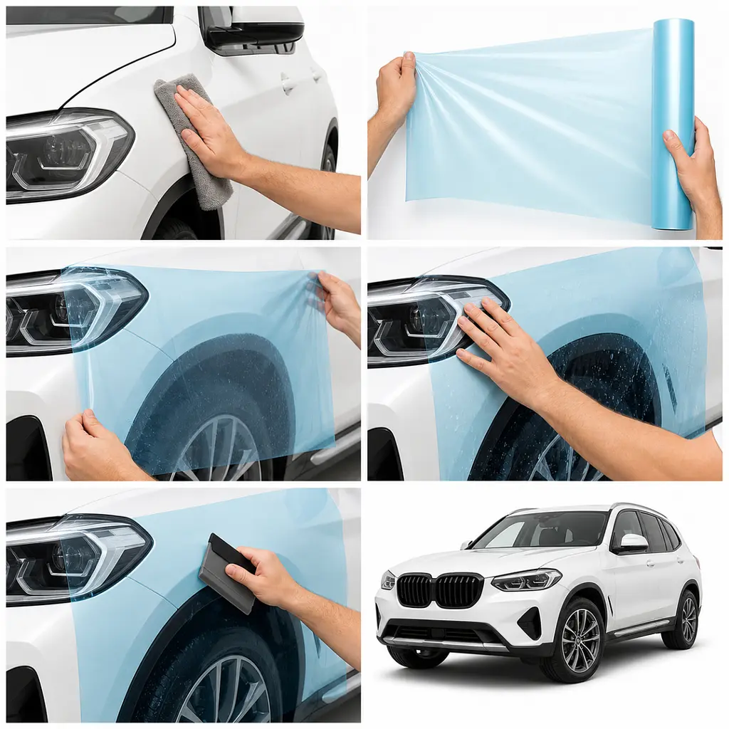 Антигравійна захисна бронеплівка за лекалами для BMW X3 G01 facelift 2021-2024 - передня частина авто (капот бампер фари крила) - фото 2