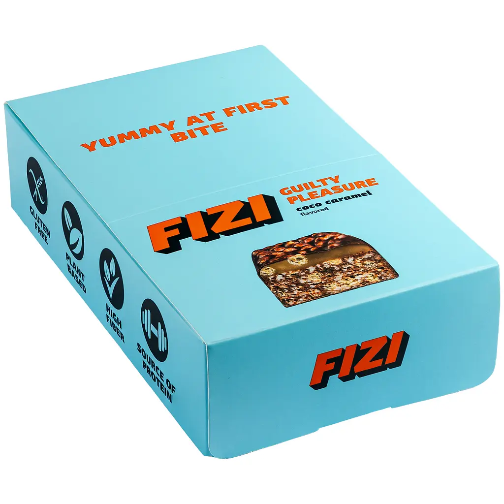 Батончик шоколадний Fizi Guilty Pleasure Coco Caramel 40 г х 10 шт. шоу-бокс - фото 7