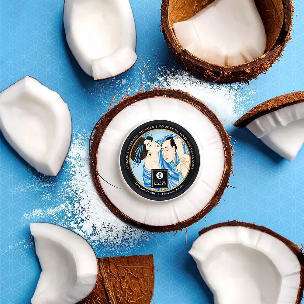 Пудра для оральних пестощів Shunga Body Powder Coconut Thrills, 75 г (кокос) - фото 4