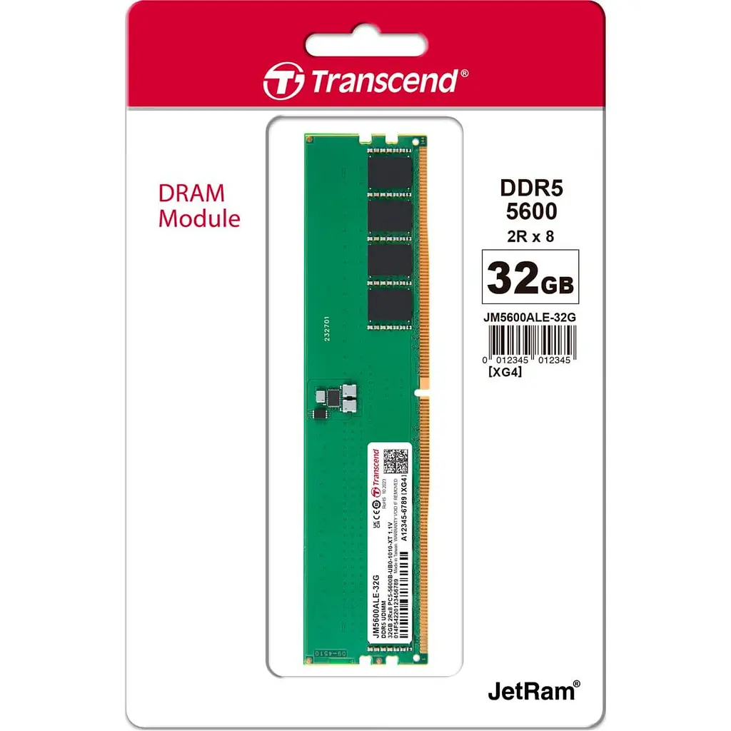 Модуль пам'яті Transcend DDR5 32GB 5600MHz JetRam U-DIMM 2Rx8 (JM5600ALE-32G) - фото 2