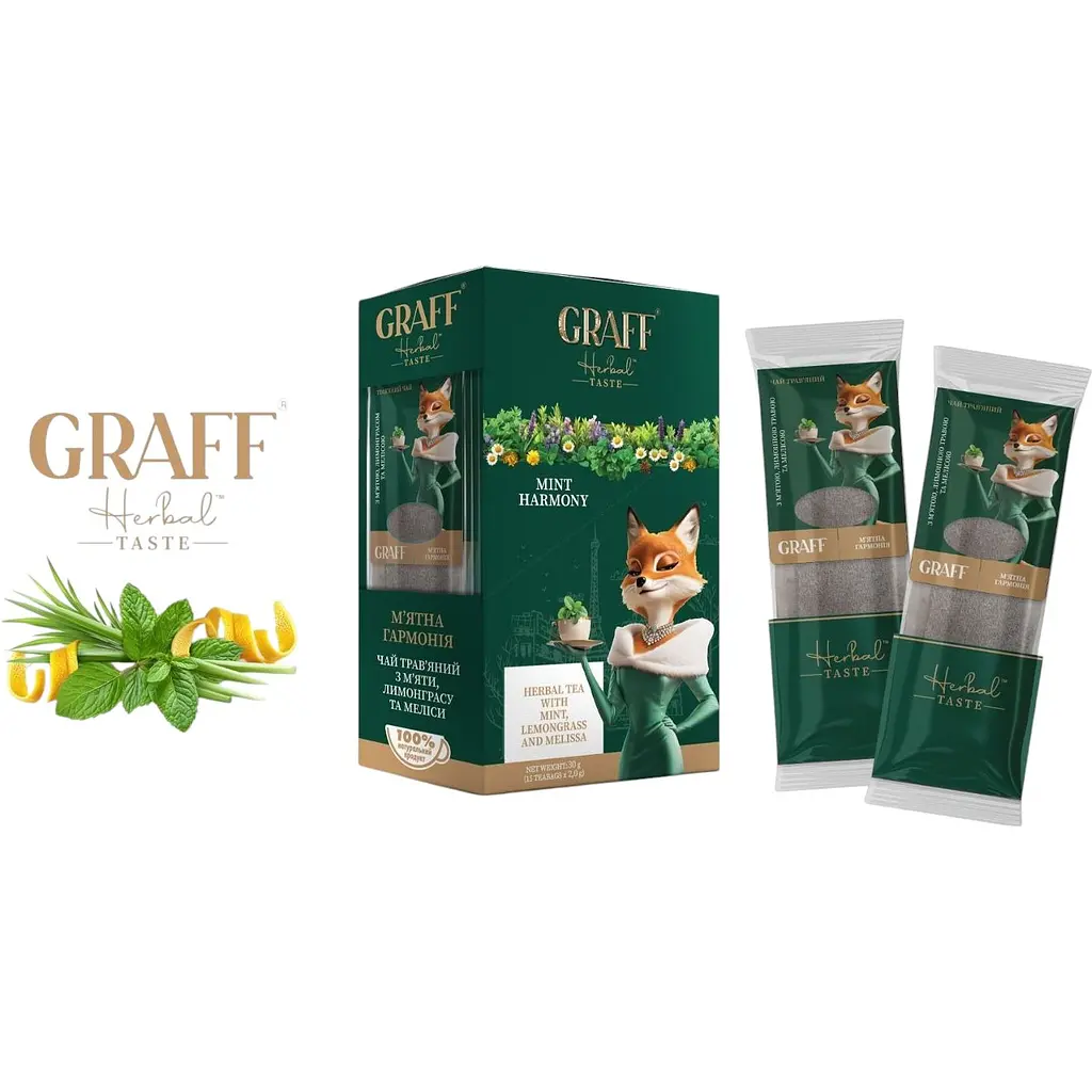 Чай трав'яний Graff  М'ятна Гармонія Mint Harmony 30 г (15 шт. по 2 г)  duplication - фото 2