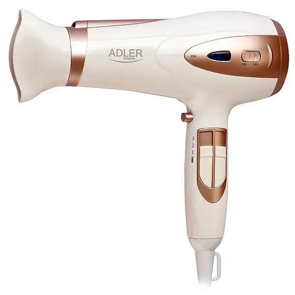 Фен с ионизацией Adler AD 2248, 2400 Вт диффузор концентратор 2 скорости компактный 1 шт. белый (33705-IS) - фото 4