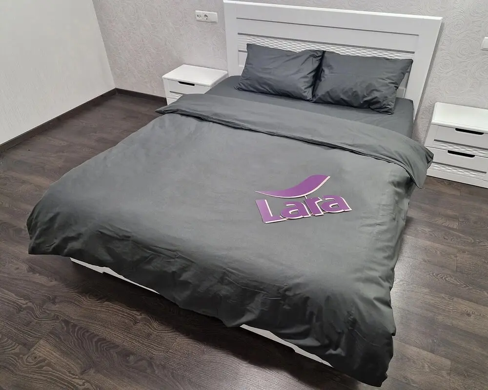 Постільна білизна LARA бязь d11065e160 з простирадлом на резинці 160х200х25 Graphite євро 200х220 см - фото 3