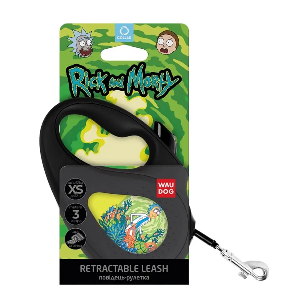 Повідець для собак WAUDOG R-leash "Рік та Морті 2" L до 50 кг 5 м чорний (8126-0281-01) - фото 3