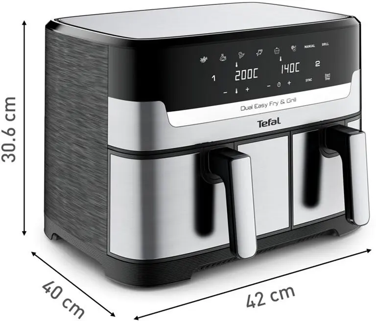 Мультипіч (аерофритюрниця) Tefal Dual Easy Fry&Grill Air Fryer EY905D10 UA - фото 3