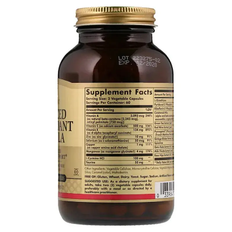 Антиоксидант Solgar Антиоксидантна Формула, Advanced Antioxidant Formula, 120 ка (SOL-01035) - фото 2