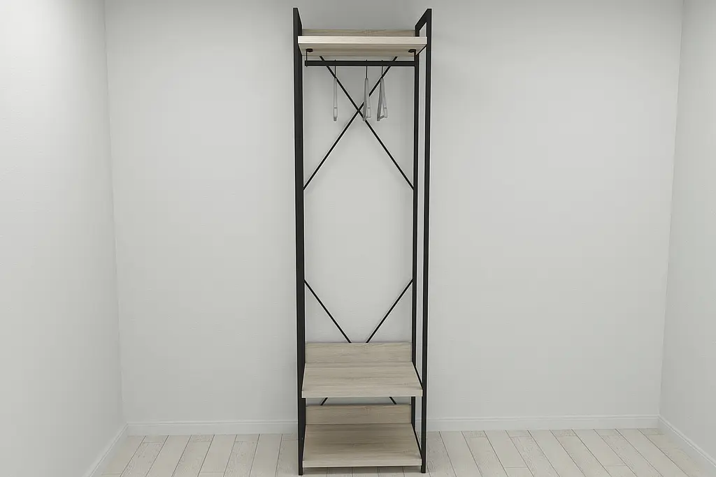 Шафа Гардероб Уні секція 1 серії Конект Ferrum-decor 220x60x50см Чорний метал ДСП Дуб Сонома 32 мм (FRD-104501) - фото 8