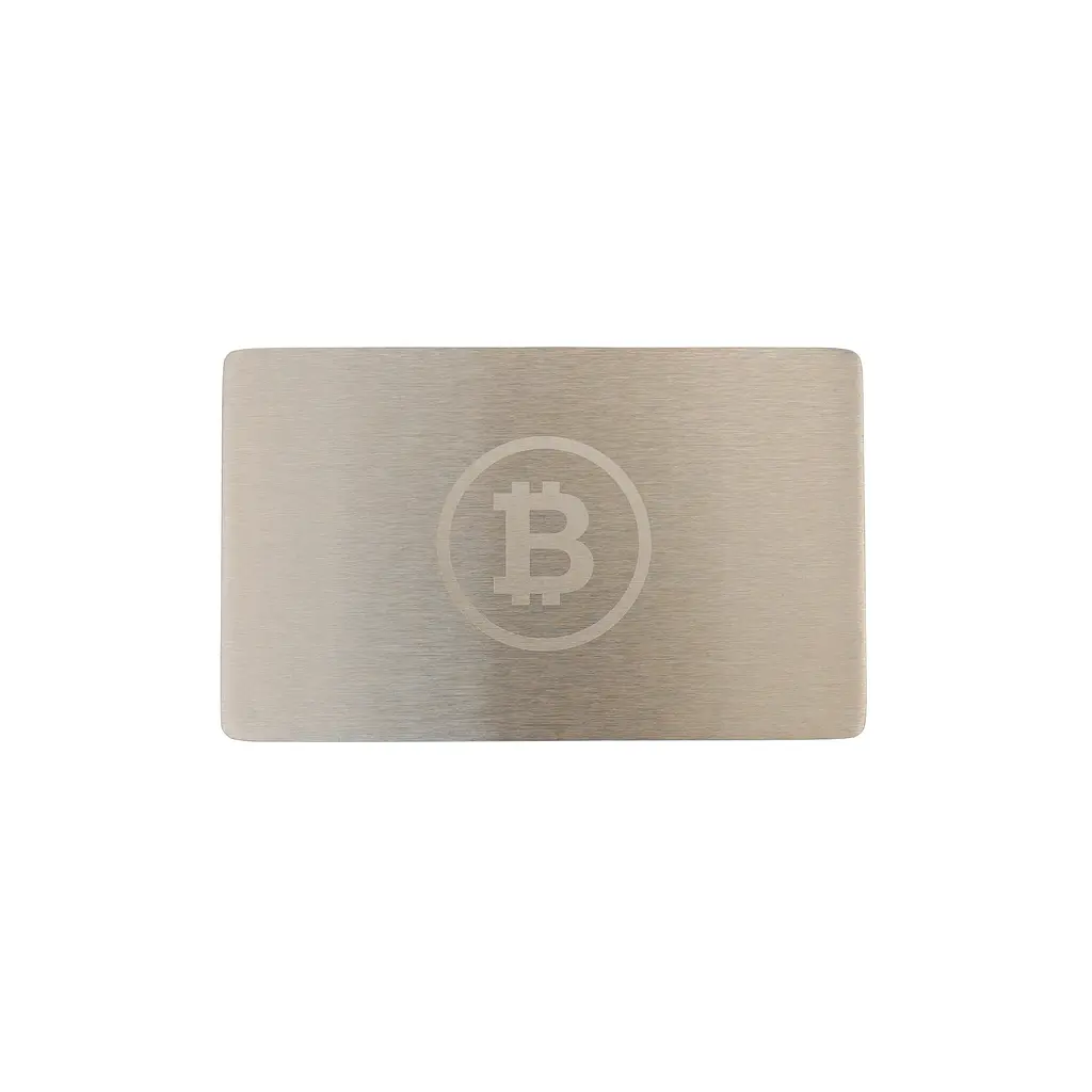 Металева пластина для зберігання сід-фрази Bitcoin Mini Plate 55×90 мм + гравірувальна ручка (1 шт) - фото 2