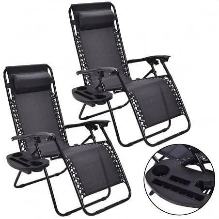 Комплект 2 шт. шезлонги GardenLine Relax Black до 130 кг.! - фото 4