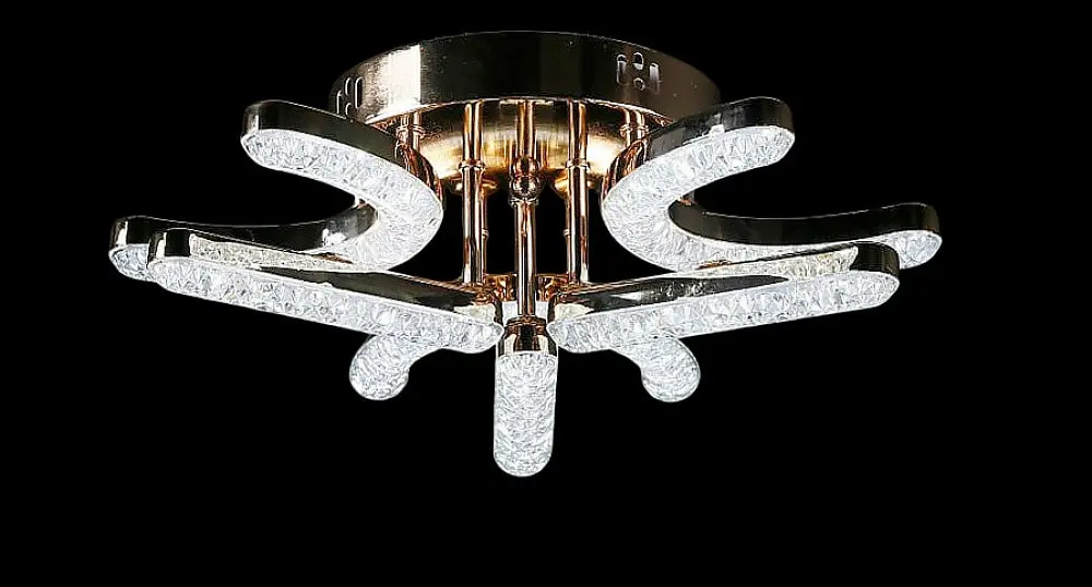 Люстра стельова LED Splendid Ray LT873/3+3, 80W, димер, золото, білий, сучасний стиль для дому - фото 2