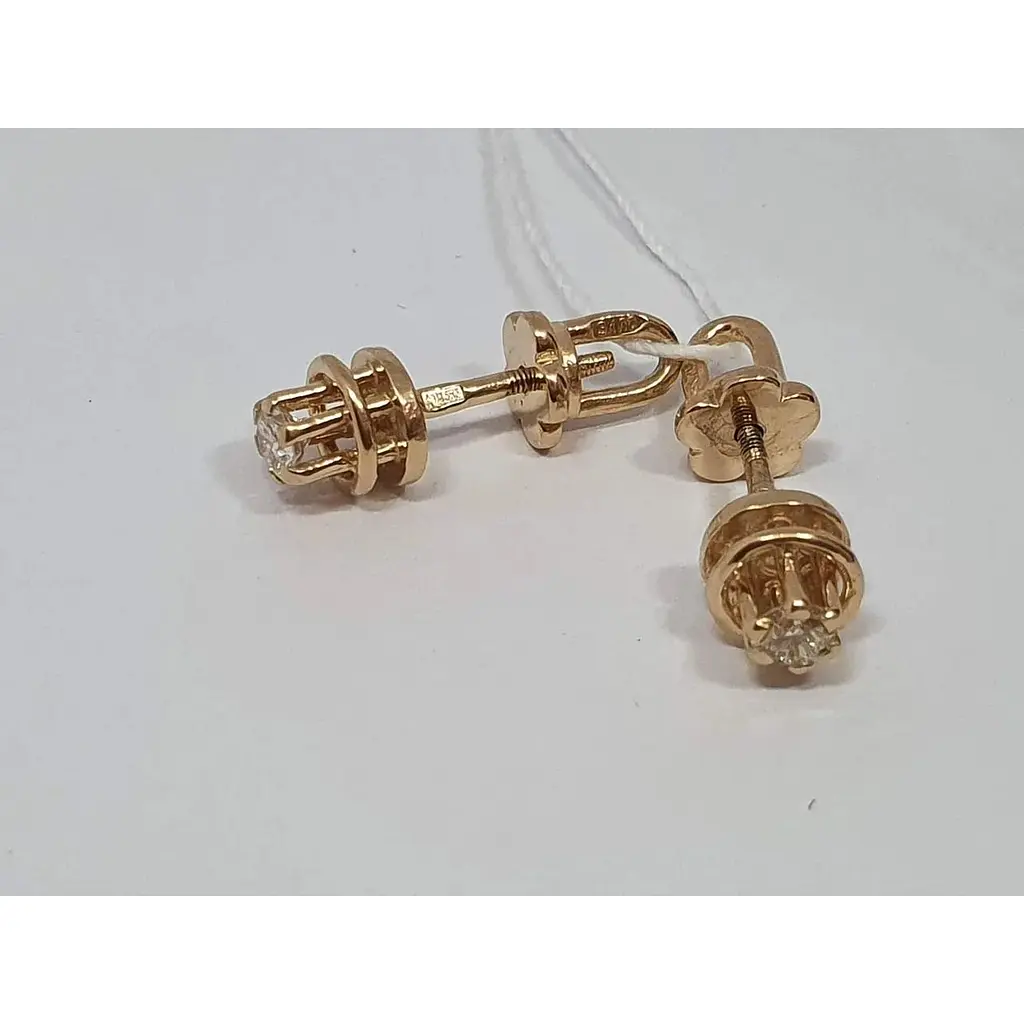 Золоті сережки-пусети Гаразд з діамантами. 3032433 - фото 4