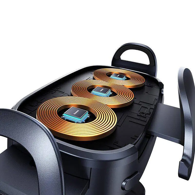 Автомобильный держатель холдер с БЗП Baseus LightChaser Series Triple-Coil Wireless Charging Electric Car Mount C40355901111-00 Blac - фото 5