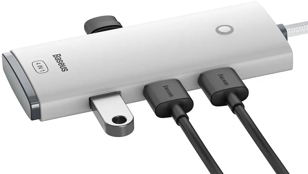 Хаб конвертер розгалужувач Baseus Lite Series 4-in-1 Usb-A to 4xUsb 3.0 білий 25 cm WKQX030002 - фото 2
