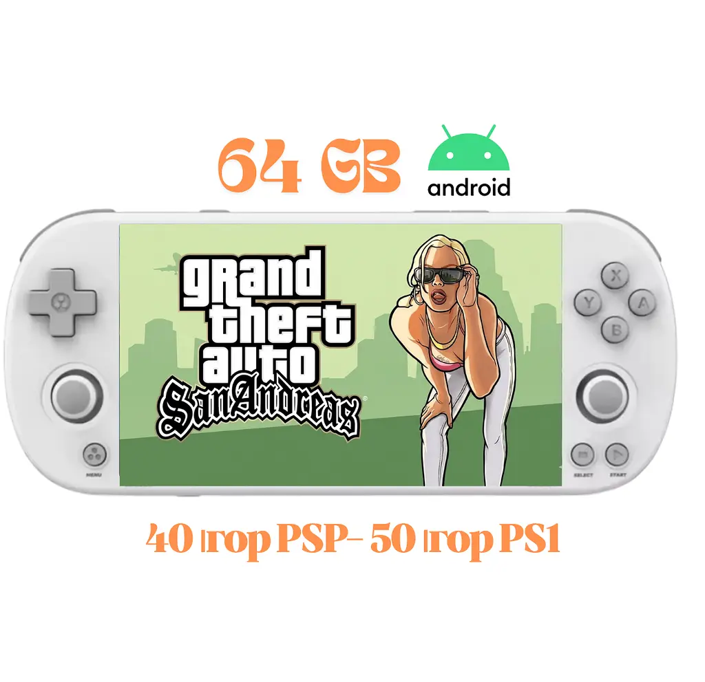 Портативна ігрова консоль TSP PRO Portable (PSP, Palystation 1, Dendy, JAVA,) 64 gb White Gamma OS на базі Андроїд   - фото 2