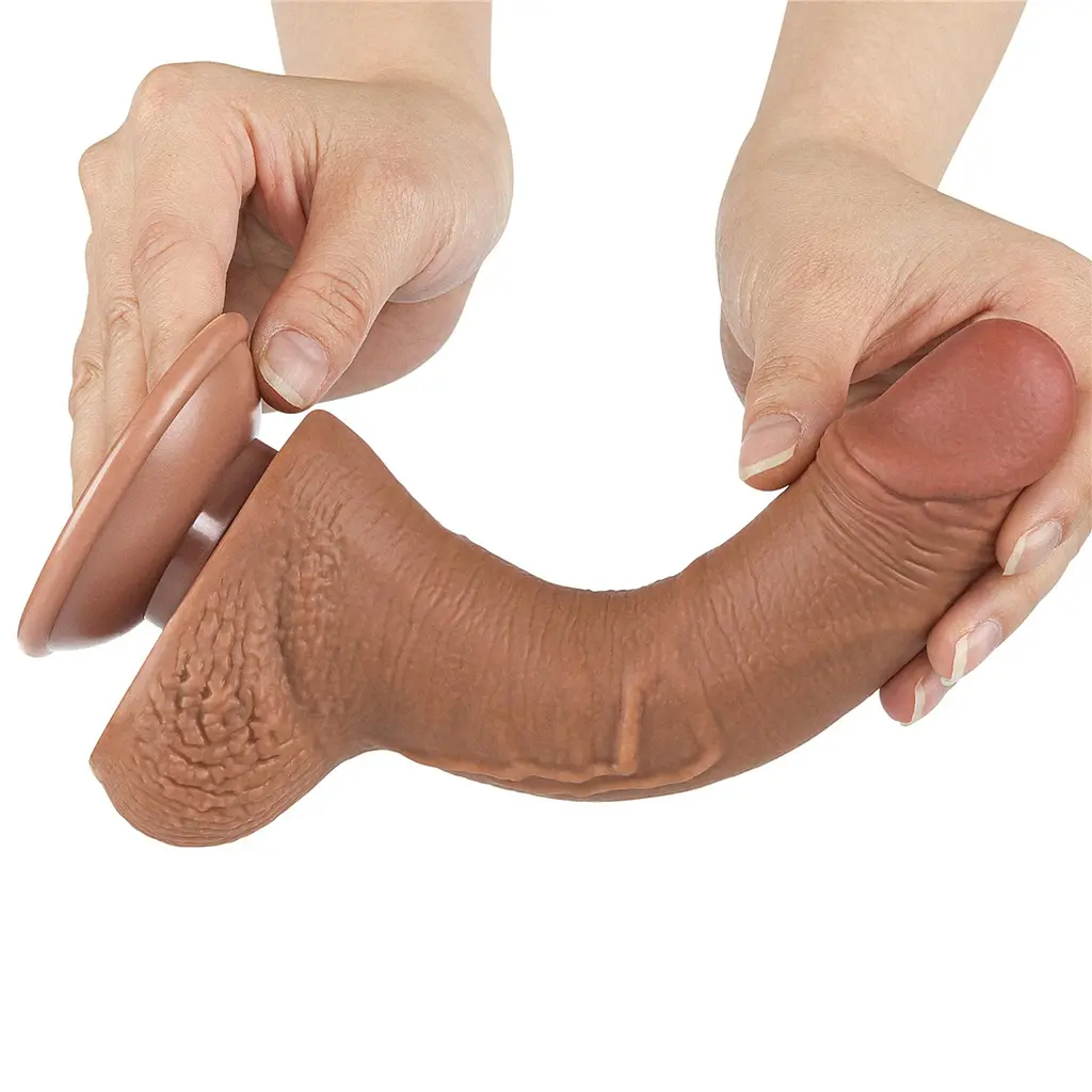 Фалоімітатор Sliding-Skin Dual Layer Dong 7.5'' 19.5 см коричневий - фото 5