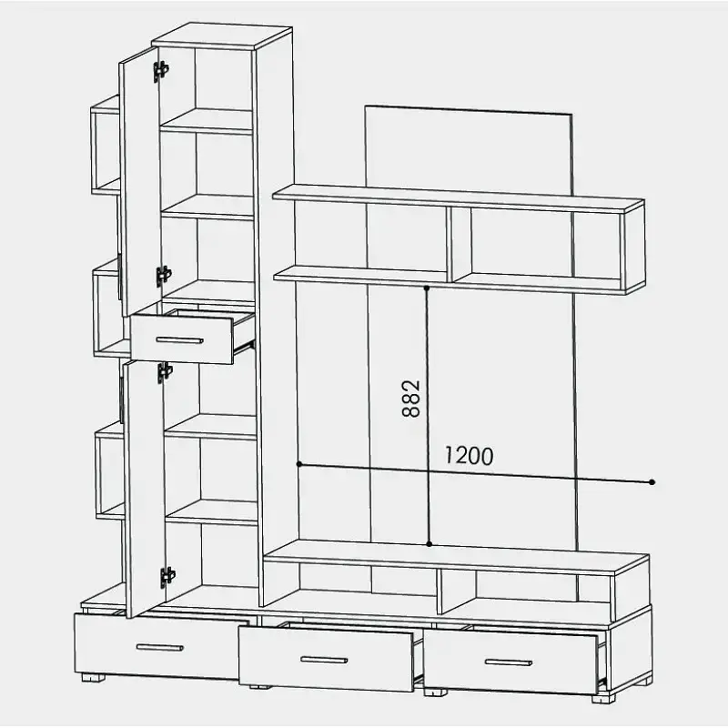 Стінка для вітальні Еверест Бриз/Пенал 18 венге/дуб молочний (EVR-2247) - фото 4