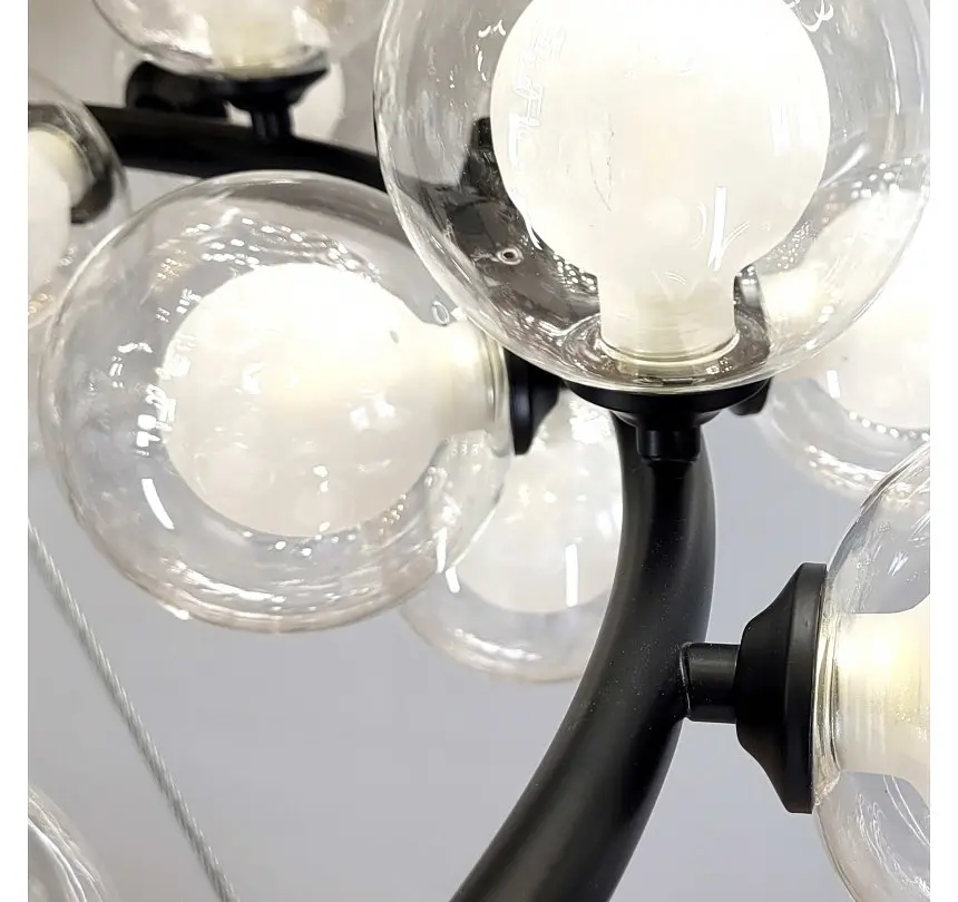 Підвісна люстра Artlight 1102/35BK з 35 скляними плафонами G9, чорна, від 20-30 м² - фото 4