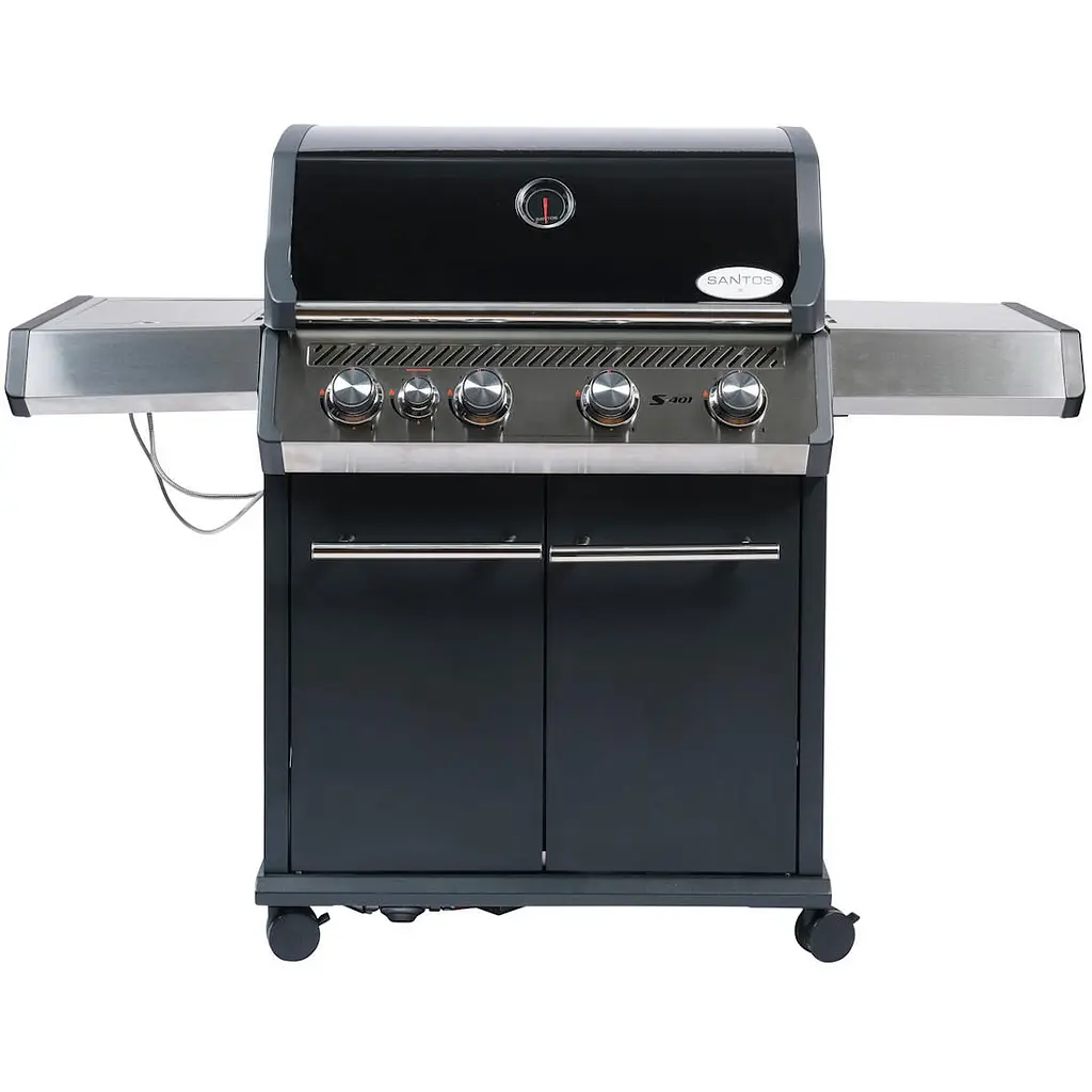 Газовый гриль Santos S-401 Black с боковой горелкой, черный (900259) - фото 2