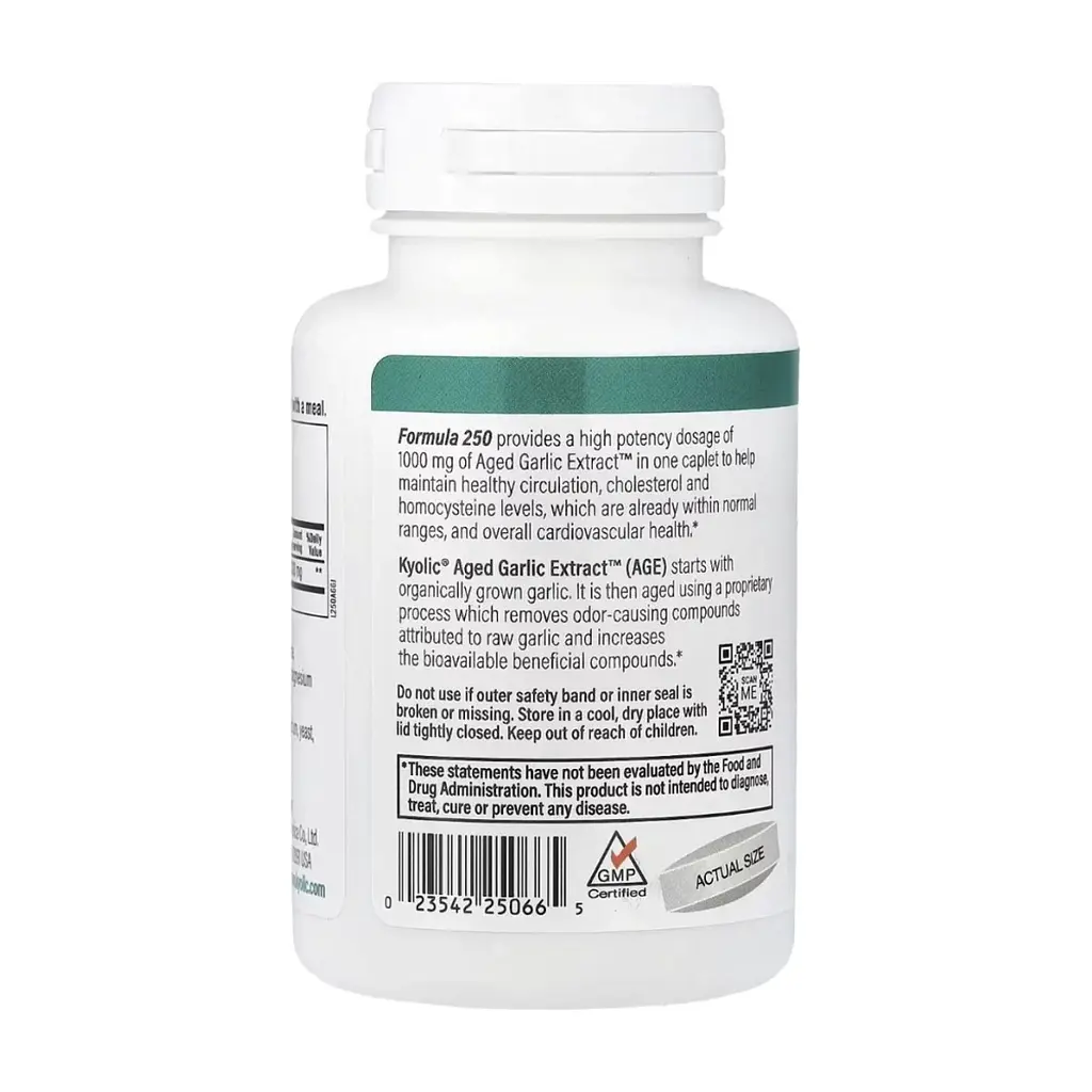 Вітамінно-мінеральний комплекс Kyolic Екстракт часнику, 1000 мг, Aged Garlic Extract, Cardiovascular, 60 веганськ (WAK-25066) - фото 3