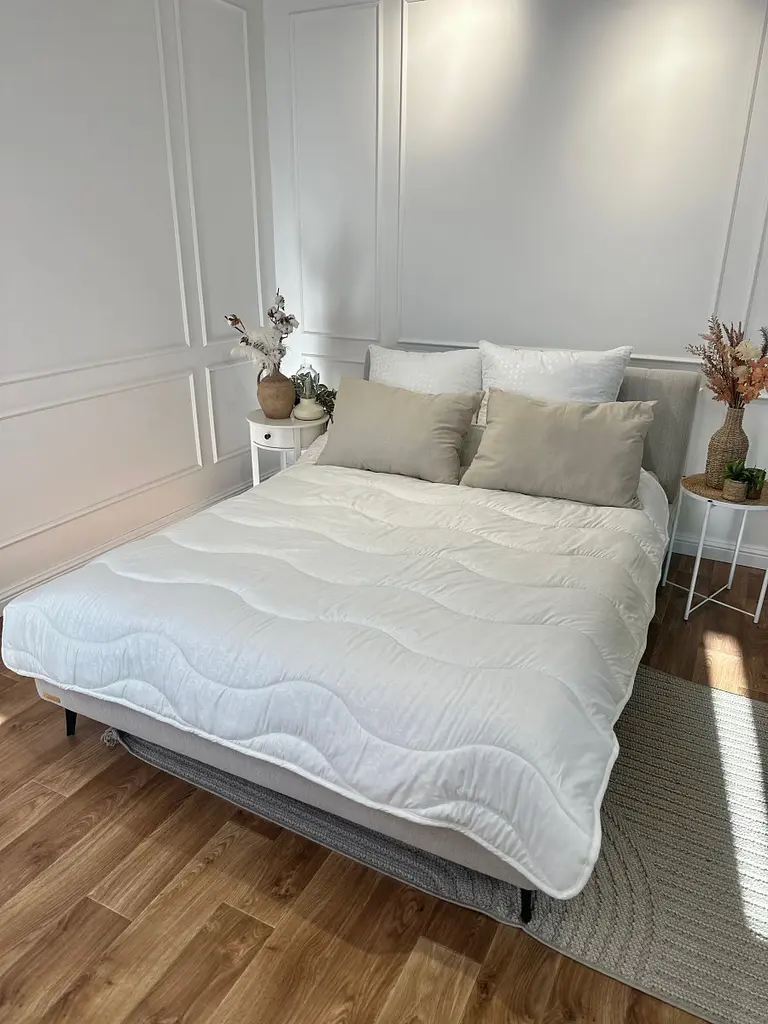 Ковдра євро вовняна Viluta Comfort 21423 200x220 см бежева - фото 7