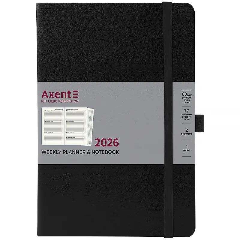 Еженедельник Axent 2026 Grand Strong 195х255 мм черный (8530-26-01-A) - фото 2