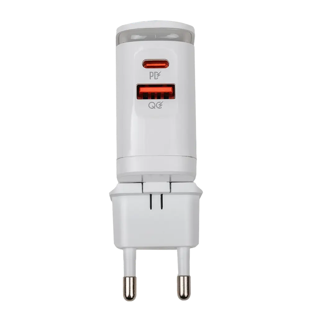 Зарядка для телефона LogicPower 25W (Type-C+USB) QC3.0 PD + кабель (Type-C to Type-C) 25WCH - фото 4