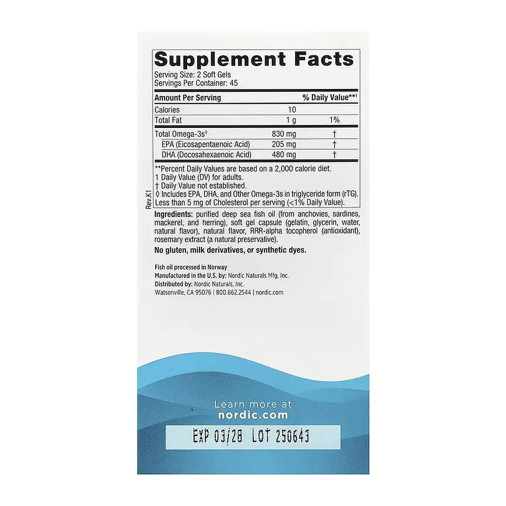 Омега-3 риб'ячий жир Nordic Naturals DHA для серця, мозку та зору 90 софтгелів - фото 2