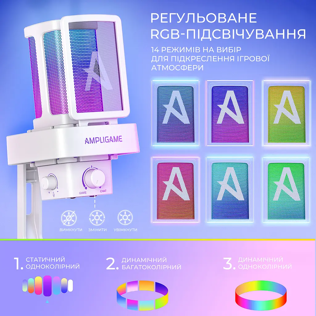 Мікрофон конденсаторний Fifine Ampligame USB White (Q8PROW) - фото 12