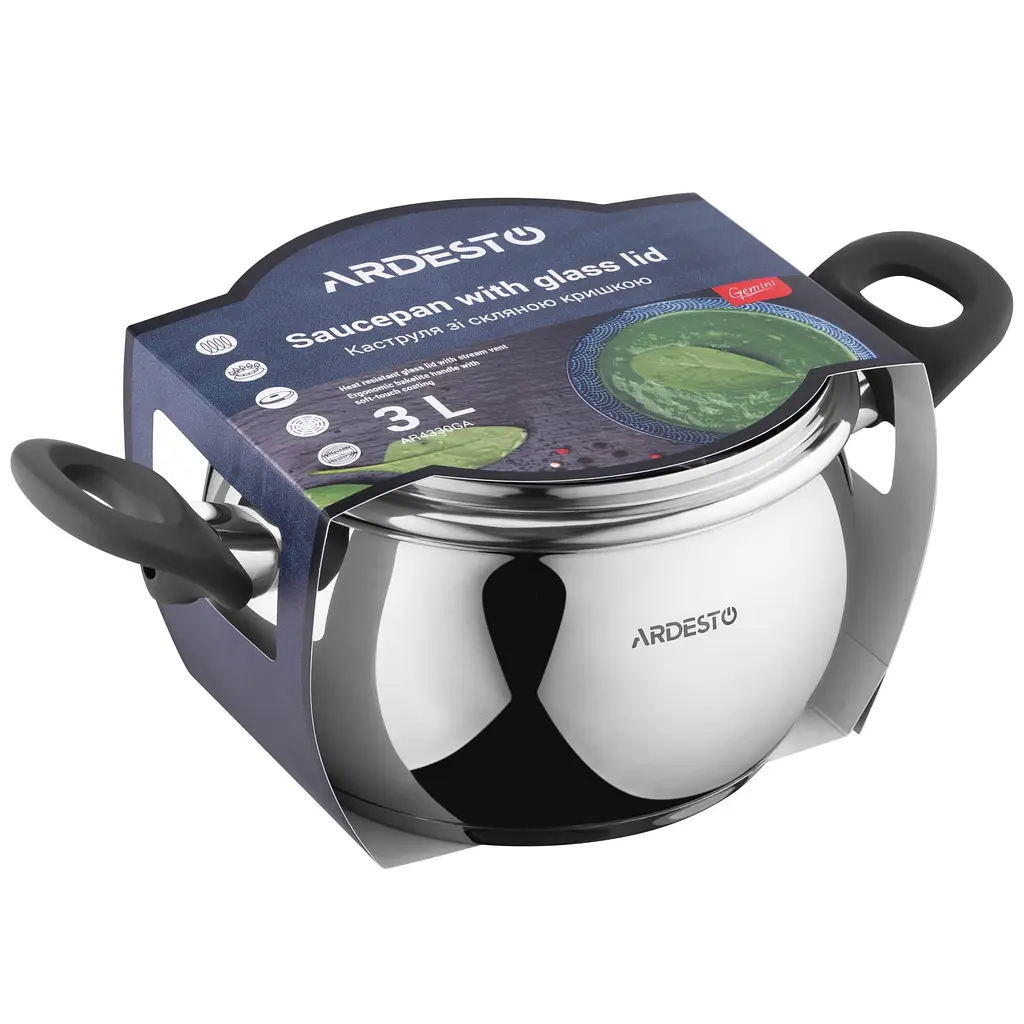 Каструля Ardesto Gemini, зі скляною кришкою, 3 л (AR4330GA) - фото 4