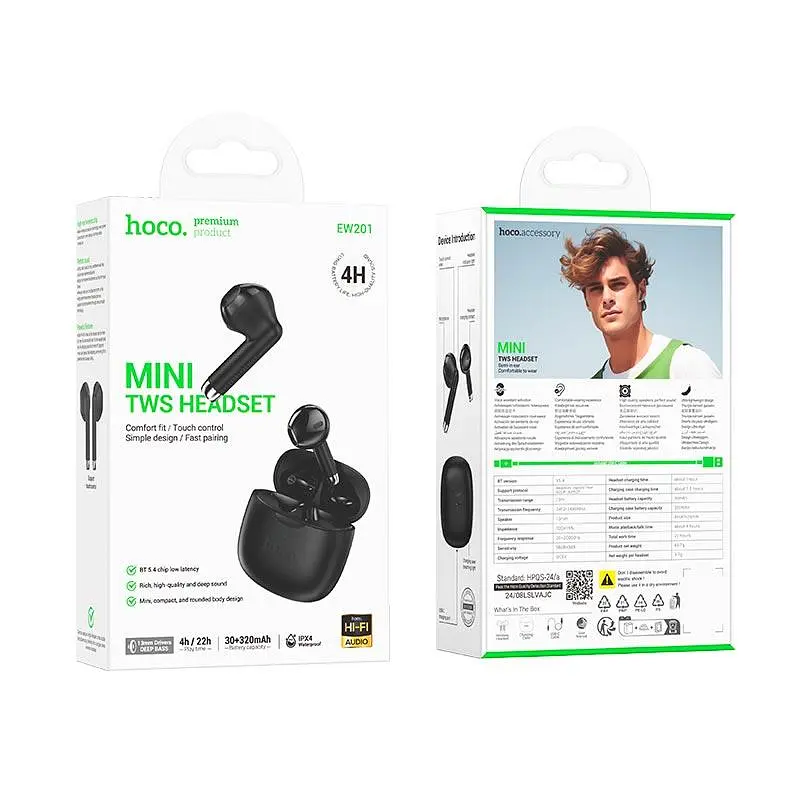 Навушники Hoco Graceful true wireless BT headset EW201 BT5.4 30/320mAh 4h - фото 3