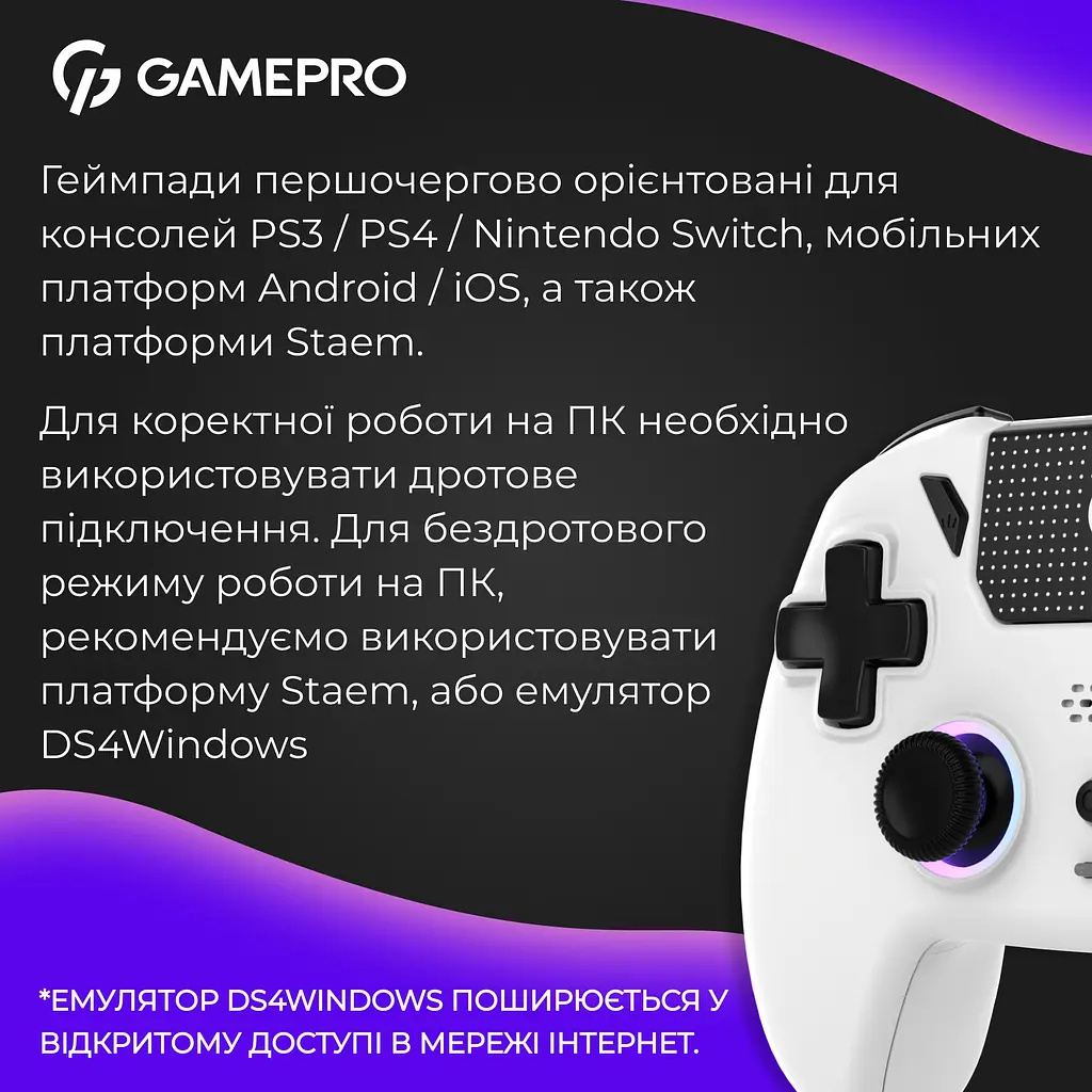 Геймпад GamePro бездротовий білий (GPS13W) - фото 7