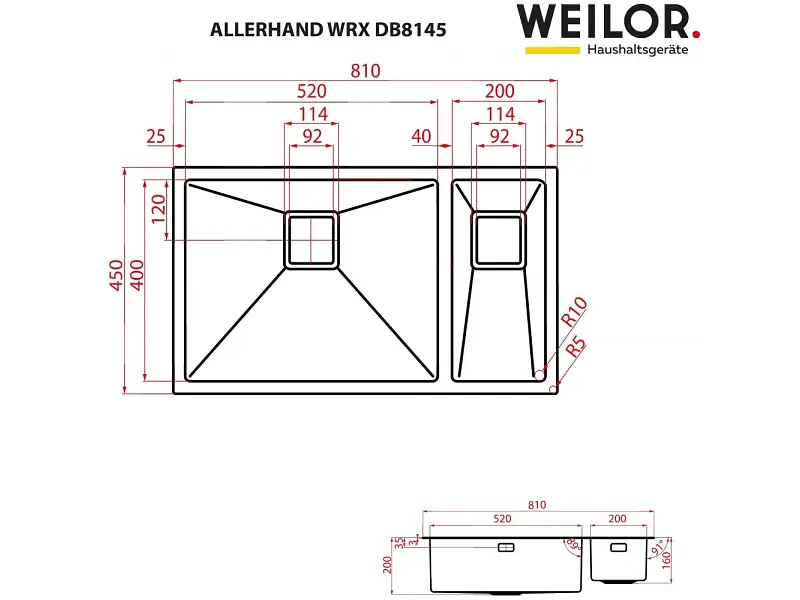 Кухонна мийка Weilor Allerhand WRX DB8145 - фото 5