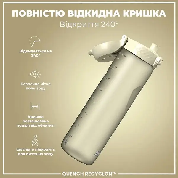 Бутылка для воды ION8 1000 мл (ЭКО бутылка) BPA Free Creamy White (I8RF1000CWHI) - фото 3