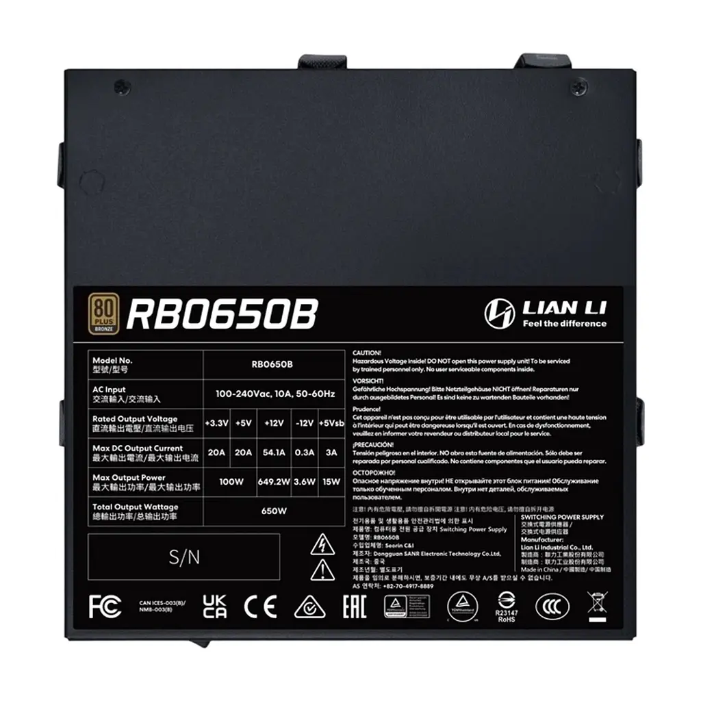 Блок живлення Lian Li 650W RB0650B (G9P.RB0650B.B000.EU) - фото 2