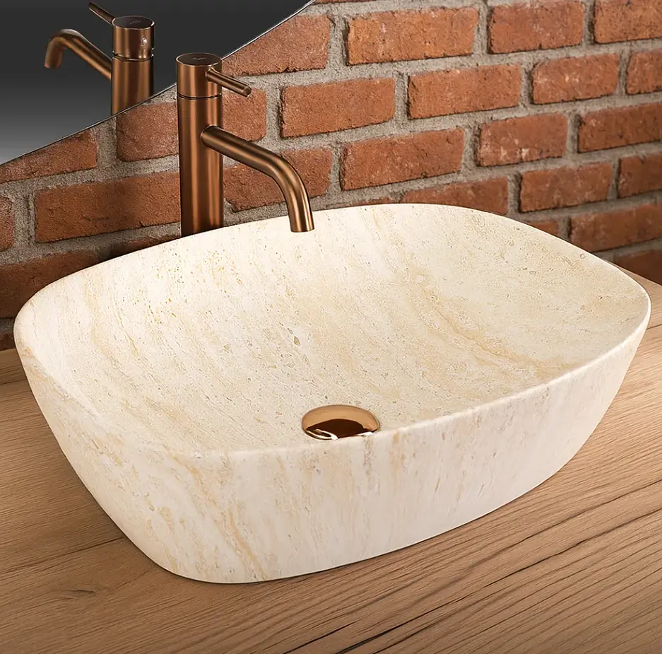 Умивальник Rea Freja накладний 51x39.5 см travertine matt REA-U6689 - фото 4