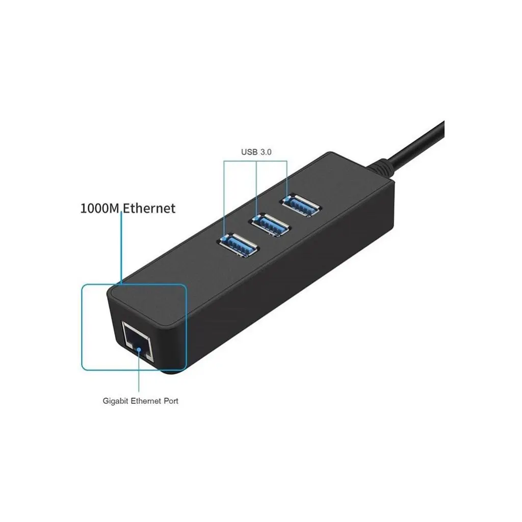 Концентратор Dynamode USB 3.0 Type-A - RJ45 Gigabit Lan, 3*USB 3.0 (USB3.0-Type-A-RJ45-HUB3) - фото 6