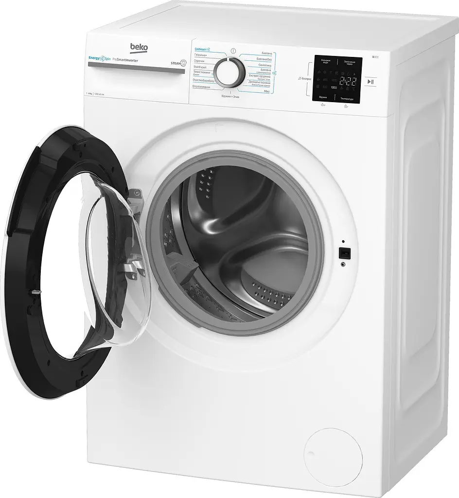 Пральна машина Beko фронтальна, 6кг, 1200, A+++, 45см, дисплей, інвертор, пара, білий (BM1WFSU36243WW) - фото 4