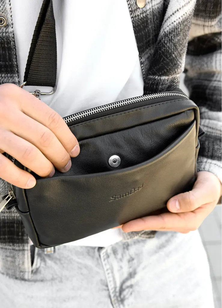 Чоловіча сумка бананка Sambag HARVI чорна 24 × 16 × 6 см (88213101m) - фото 4