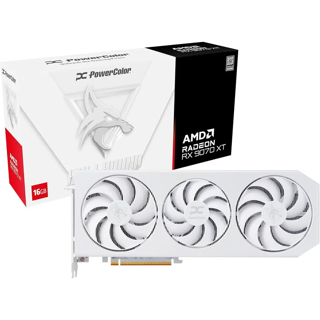 Відеокарта PowerColor AMD Radeon RX 9070 XT 16GB Hellhound Spectral White (RX9070XT 16G-L/OC/WHITE) (GDDR6, 256 bit, PCI-E v5.0 x16) - фото 2