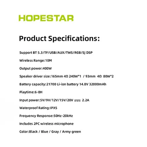 Портативна Bluetooth-колонка Hopestar Party 168 Black - фото 3