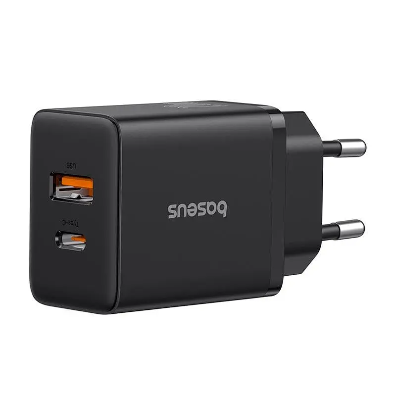 Адаптер мережевий Baseus Cube Fast Charger |1USB/1Type-C, 20W/3A, PD/QC|
