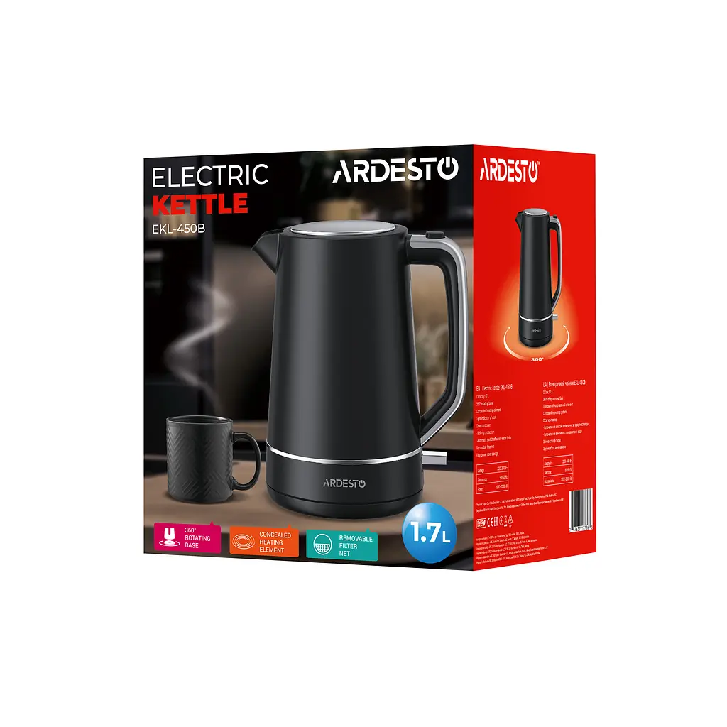 Електрочайник Ardesto Timeless Elegance Otter 1.7 л чорний матовий (EKL-450B) - фото 12